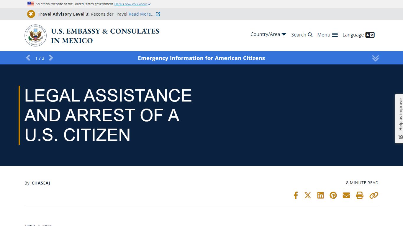 Legal Assistance and Arrest of a U.S. Citizen - U.S. Embassy ...