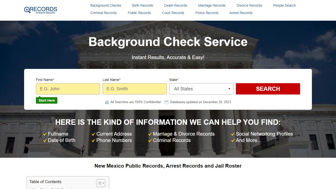 New Mexico Public Records, Arrest Records and Jail Roster